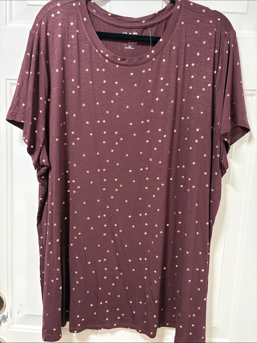 Maurices Plum Tee with Metallic Dot Accents